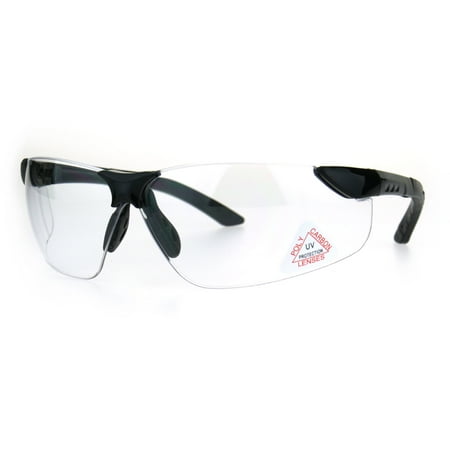 

Mens Warp Around Plastic Rim Rimless Safety Glasses Sunglasses Clear
