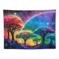 thumbnail image 5 of Nawypu Fantasy Fairy Tale World Tapestry, Mushroom Forest Tapestry Art Tapestries Shiny Starry Sky Planet Backdrop, for Living Room Bedroom Dorm GTLMAT106, 5 of 6