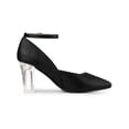 thumbnail image 3 of BLISSFUL STEP Ankle Strap Pointed Toe Clear Block Heel Pumps for Women Black 11, 3 of 6