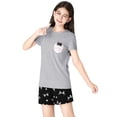 thumbnail image 4 of Beezizac Cute Cat Pajamas for Girls Modal Fiber Tee & Shorts Pj Set Tween Size 8, 4 of 7
