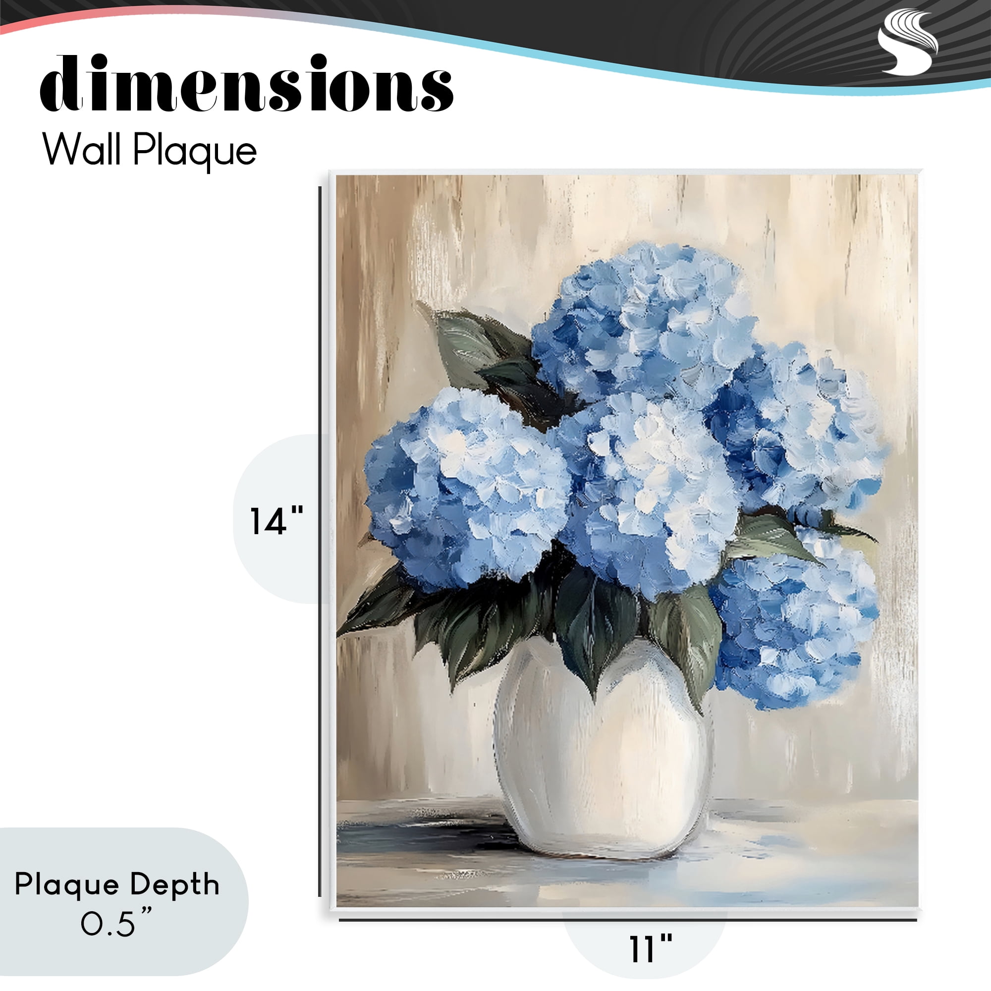 Stupell Industries Painted Hydrangeas in White Vase Wall Plaque Art, design by Creative Studio