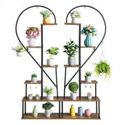 Fithood Artisasset 2pcs 6 Layers Half Heart Iron Wood Suitable For Garden Balcony Patio Lawn Home Decoration Plant Stand Flower Pot Stand Iron Flower Stand Black