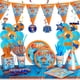 thumbnail image 3 of Blippi Tema Fiesta De Cumpleaños Decorativo Vajilla Plato De Papel Taza Mantel Bandera Pastel Topper Set, 3 of 4
