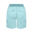 thumbnail image 3 of Difdany Bermuda Shorts For Women Cargo Shorts Knee Length 6 Pockets Elastic Waist Long Shorts For Summer Casual Light Blue S, 3 of 5