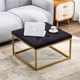 thumbnail image 6 of Duhome Upholstered Square Ottoman Coffee Table, Tufted Velvet Ottoman with Metal Base Footrest Ottoman for Living Room, Black, 6 of 8