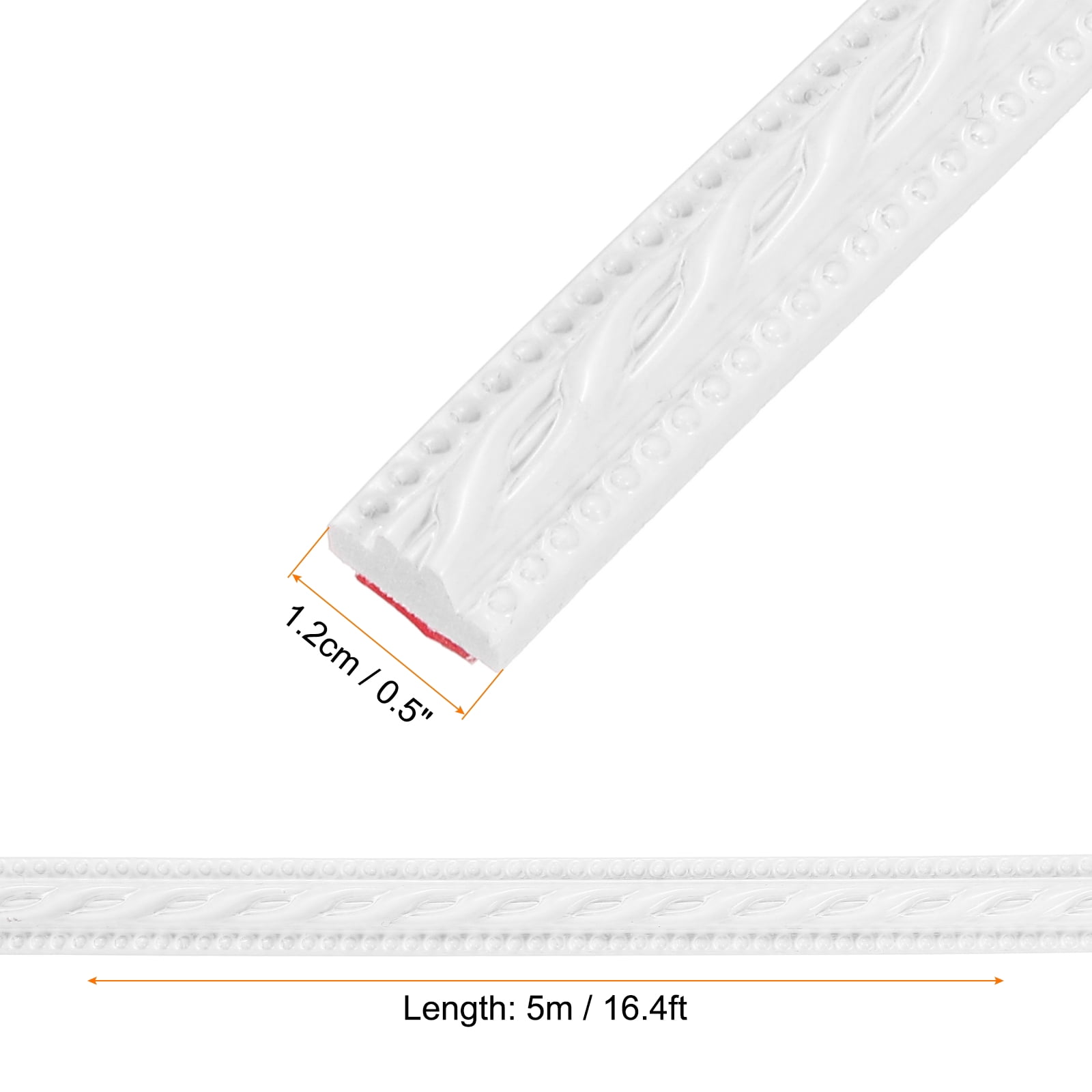 Unique Bargains  Wall Molding Trim Decorative Flexible for Home Decor White 0.5" x 16 ft
