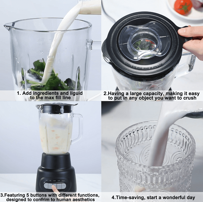 Mainstays 5 Speed  Glass Jar  Blender With Capacity 48 Oz, Black