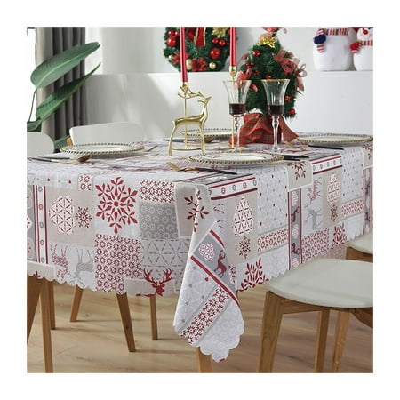 

Christmas Rectangle Waterproof Washable Spillproof Tablecloth Stain Resistant Rectangle Waterproof Washable Spillproof Tablecloth Christmas for Dining Room Stain Resistant Elk 150x180