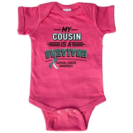 

Inktastic My Cousin is a Survivor Cervical Cancer Awareness Gift Baby Boy or Baby Girl Bodysuit
