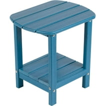 NALONE Adirondack Side Table 16.5" Outdoor Side Table HDPE Plastic Double Adirondack End Table Small Table for Patio (Blue)