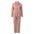 thumbnail image 5 of Xyxonk Womens Pajamas Cozy Button Up Polka Dot Pj Set Long Sleeve Shirt and Womens Pajama Pants Pink Classic Lounge Two Piece Sleepwear Hot Pink 2XL, 5 of 7
