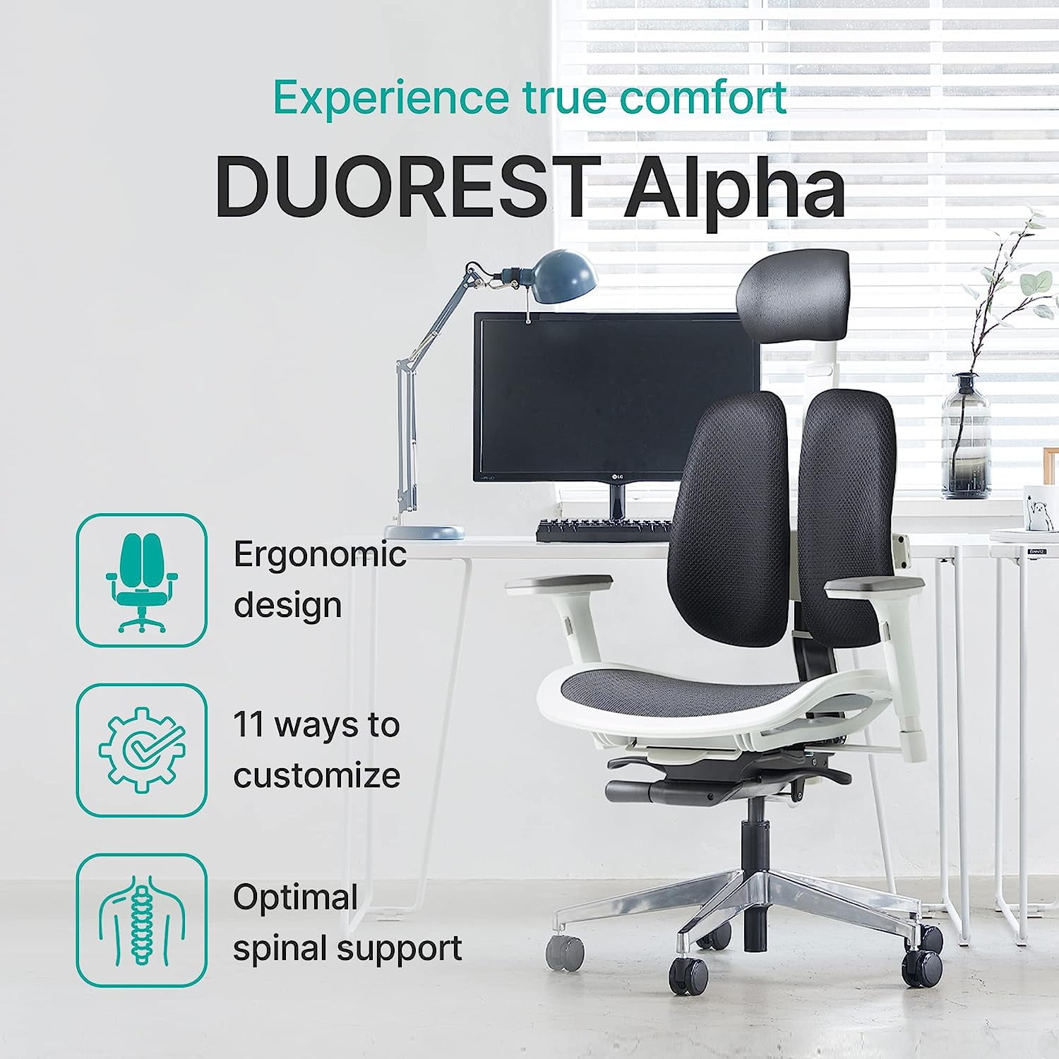 Dual-backrests] Duorest Alpha Ergonomic Office Chair, Home