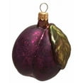 thumbnail image 2 of Large Plum with Leaf Polish Blown Glass Christmas Ornament Set of 2 Decorations, 2 of 4