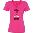 thumbnail image 3 of Inktastic Corgi Life is Rough Women's V-Neck T-Shirt, 3 of 5