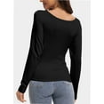 thumbnail image 2 of Womens Long Sleeve Scoop Neck Tops Casual Slim Fitted Basic Shirts, 2 of 6