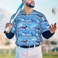 thumbnail image 5 of Lsque Blue Fish Pattern Mens Polo Golf Shirts Funny Graphics Shorts Sleeve Button Shirts Baseball T-shirt-Medium, 5 of 7