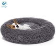 thumbnail image 3 of Deago Soft Plush Pet Bed For Dogs & Cats Fur Donut Round Beds Cushion Pets Warm Mat (Gray, 23.7"), 3 of 8