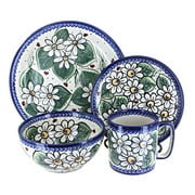 Blue Rose Polish Pottery Ladybug 16 Piece Dinner Set