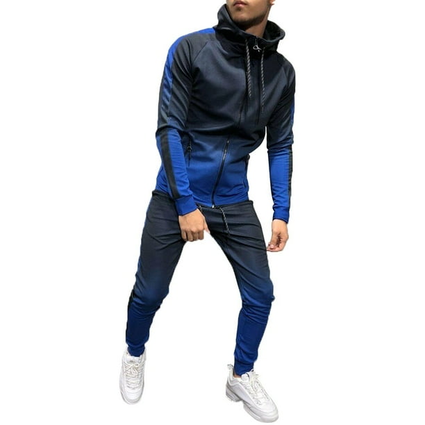 Men Sport Set Muscle Set Sportswear Zip Hoodie Sweater Gym