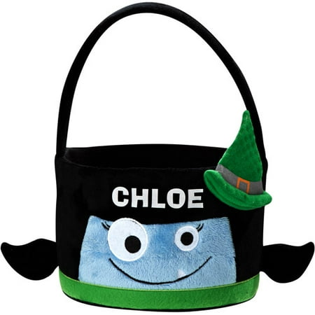 Personalized Goofy Goblin Halloween Treat Bag, Blue Witch