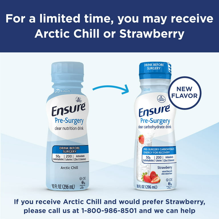 Ensure Pre-Surgery Clear Drink, 50 Grams Carbohydrates, Strawberry