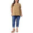 thumbnail image 2 of Agnes Orinda Women's Plus Size Button Down Shirts Floral V Neck Short Sleeve Tops Pleated Casual Summer Blouses 3X Yellow, 2 of 6