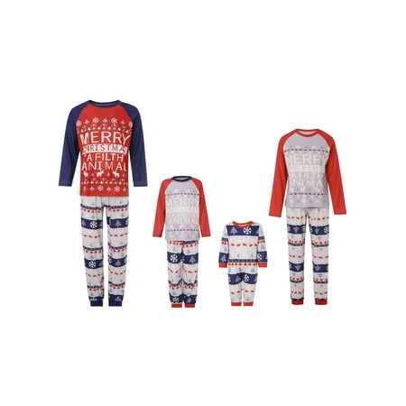 

Merry Christmas Pajamas Set Family Matching Long Sleeve Printed Pattern Tops Pants Sleepwear Nightwear