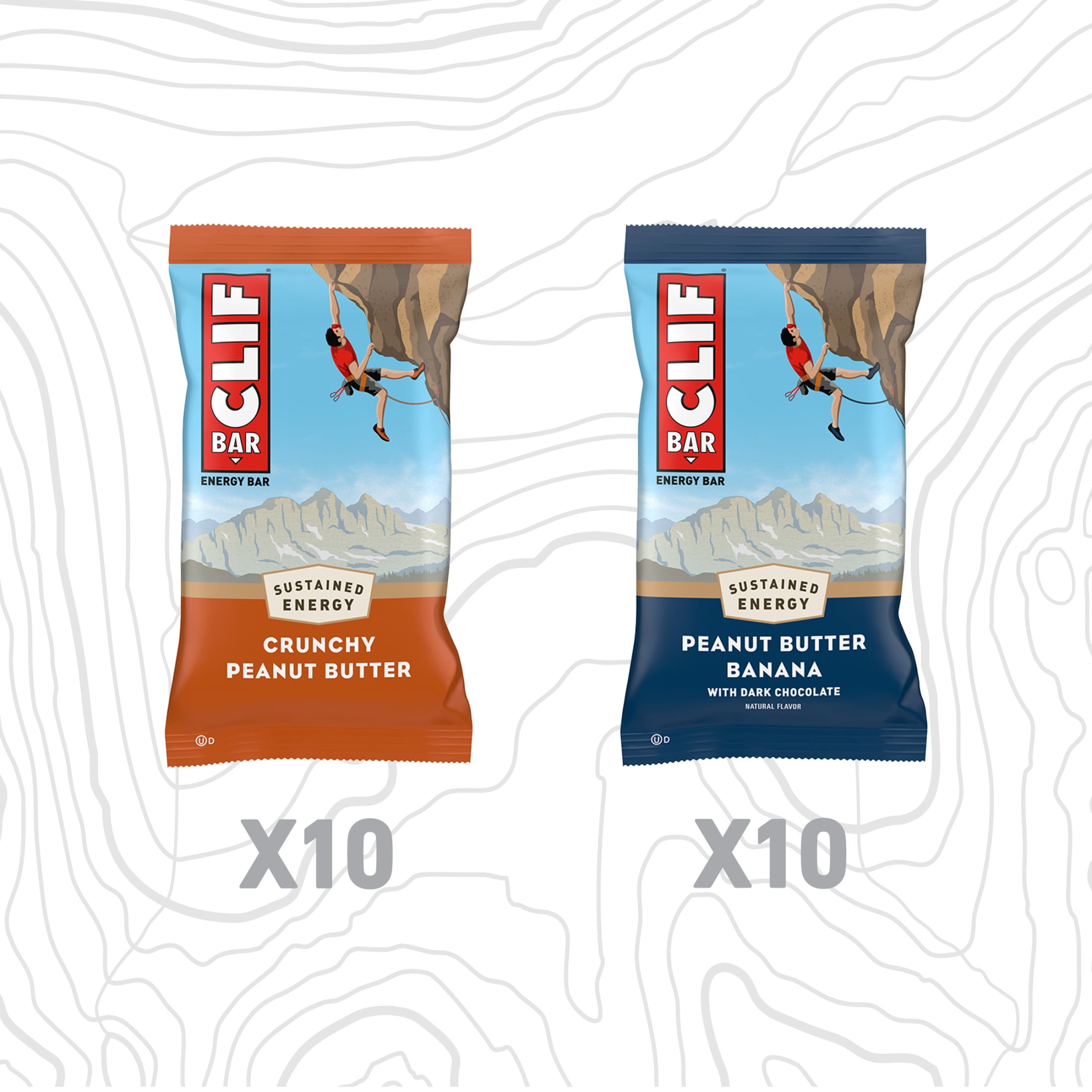 CLIF BAR Energy Protein Bars, Peanut Butter Variety Pack, 2 Flavors, 16ct