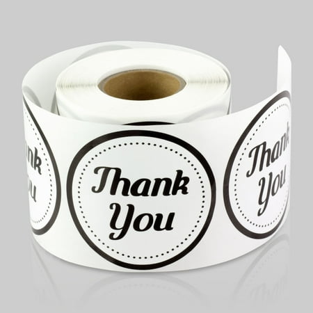 Round Thank You Stickers (2 inch, 300 Labels per Roll, 2 Rolls, Black) for Wedding, Birthday, Event, Thanks Envelope, Gift