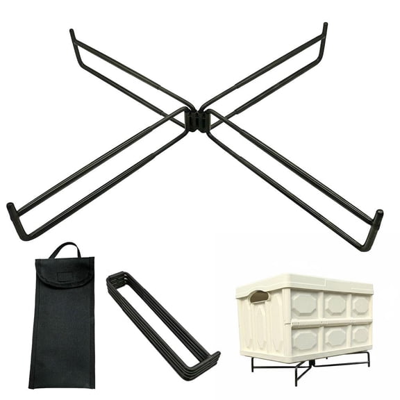 Folding Cooler Stand with Carry Bag, Folding Cooler Carry Bag Box Stand, Anti-Slip for Camping Hiking BBQ Cooking Fishing Picnic Outdoor, Light Weight Ice Box Holder - Black