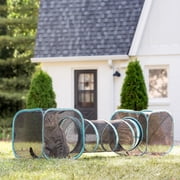 Kitty City Two-Way Cat Tunnel with Cubes, Mesh Pop-Open Playset for Indoor & Outdoor Use, Black & Teal,