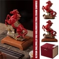 thumbnail image 3 of SharkTRUE Ceramic Horse Statue, Chinese Feng Shui Red Horse Figurines for Fire Horses Year ,Fire Horses Figurine, Animal Sculpture Home Tabletop Ornament with Small Wooden Base and Gift Box, 3 of 10