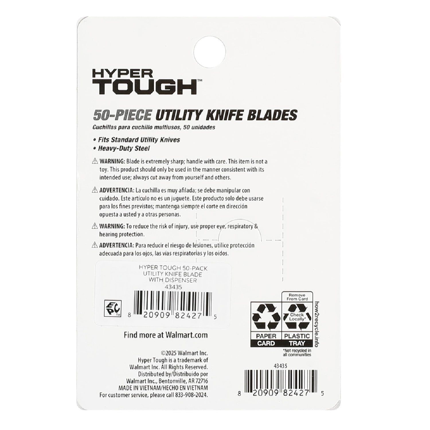 Hyper Tough 50-Piece Standard Utility Knife Blades with Blade Dispenser