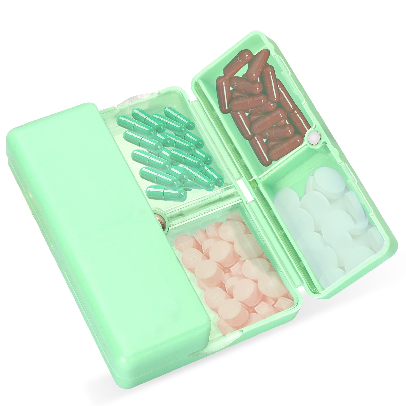 WWW Daily Pill Organizer, 7 Compartments Portable Pill Case Travel Pill