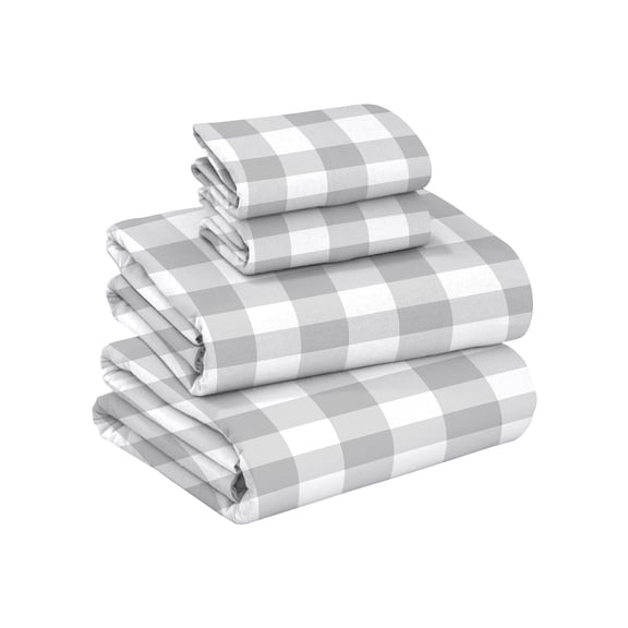 RUVANTI Flannel Sheets Twin Size - GOTS Certified 100% Organic Cotton, 3 Piece Warm, Soft & Breathable Set, Deep Pocket Snug Fit, Double Brushed Cozy All Season Bedding, Open Gingham
