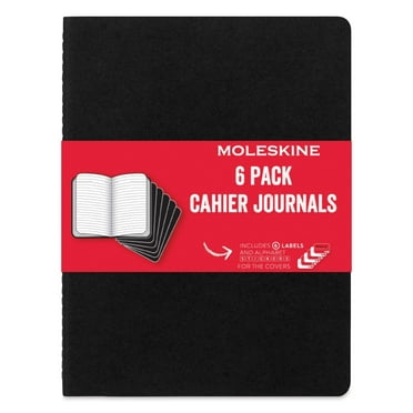 Moleskine Cahier Journals - 9-3/4" x 7-1/2", Ruled, Black, Pkg of 6