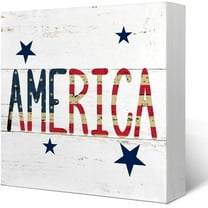5x5 IN 4th of July Decor - Patriotic Decorations for the Home, Rustic American Patriotic Wooden Box Sign Desk Decor, Independence Day Decoration, Tray Decor Item, Patriotic Signs