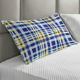 thumbnail image 2 of Yellow and Blue Quilted Pillowcover, Retro Scottish Checkered Tartan with Color Stripes Lines Pattern, Standard King Size Accent Pillow Cover for Bedroom, 36" x 20", Pale Violet Blue, by Ambesonne, 2 of 2