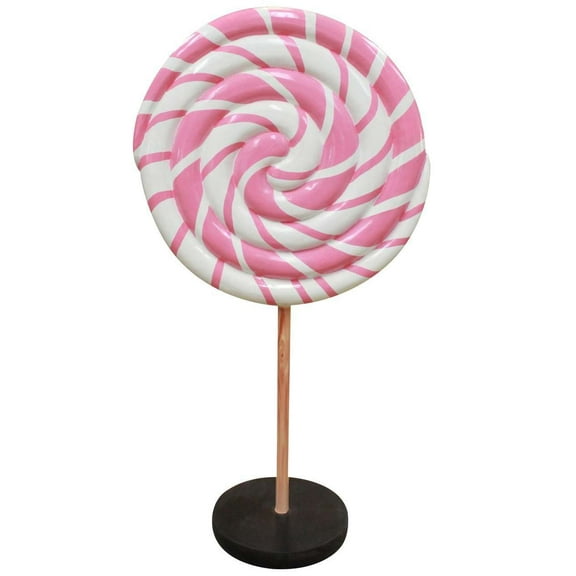 Small Pink Twirl Lollipop Over Sized Statue