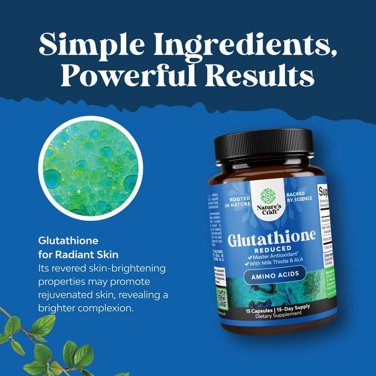 glutathione and milk thistle + alpha lipoic acid benefits Natures Craft Reduced L-Glutathione with Thistle, Dietary Supplement, 15 Capsules IV Lounge CT | Form_capsules Options:1 Box (3ea)