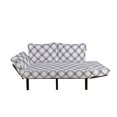 thumbnail image 2 of Plaid Futon Couch, Monochromatic Diagonal Pattern with Checks and Stripes Dashed Lines Celtic Classic, Daybed with Metal Frame Upholstered Sofa for Living Dorm, Loveseat, Black White, by Ambesonne, 2 of 4