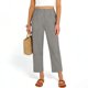 thumbnail image 4 of Pincandy Women's Solid Color Elastic Waist Pockets Linen Blend 9-Point Pants, Casual & Daily Wear, 4 of 7