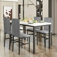 thumbnail image 3 of AWQM Dining Table Set for 4, 5-Piece Modern Dining Room Table Set with 4 Velvet Chairs, Marble Kitchen Table and Chairs Set, White+Grey, 3 of 11