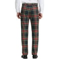 thumbnail image 3 of Pantalones de traje clásicos de ajuste regular de cuadros para hombre Inspire Chic, con frente plano y cintura elástica, 36 Rojo Marino, 3 of 7
