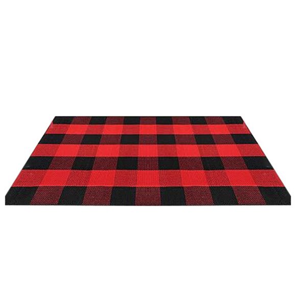 Checkered Woven Layered Doormat for Front Porch Entrance and Outdoor Holiday Washable Rug Patio Kitchen