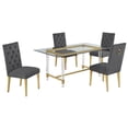 thumbnail image 1 of 5pc. 68" x 40" Glass Dining Set with 4 Chairs and Gold Stainless Steel, 1 of 4