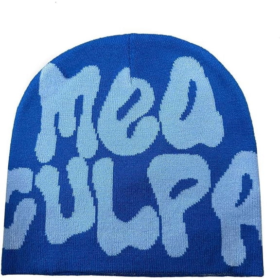Graphic MEA Beanie Y2k Women, Ideal Gift Winter Culpa Beanie, Blue