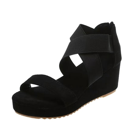 

adviicd Wedge Sandals for Women Thong Sandals with Heel Ladies Fashion Summer Solid Color Open Toe Elastic Wedge Sandals Womens Earth Sandals 7