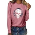 thumbnail image 6 of YUGYXL Women's Halloween Sweatshirts Skull Graphic T Shirts Long Sleeve Pullover Tops Gothic Fall Clothes Purple S, 6 of 7