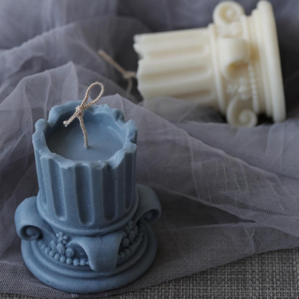 Rvaymup 3D European Roman Column Candle Mold Silicone Clay Soap Mould for Making Soy Wax